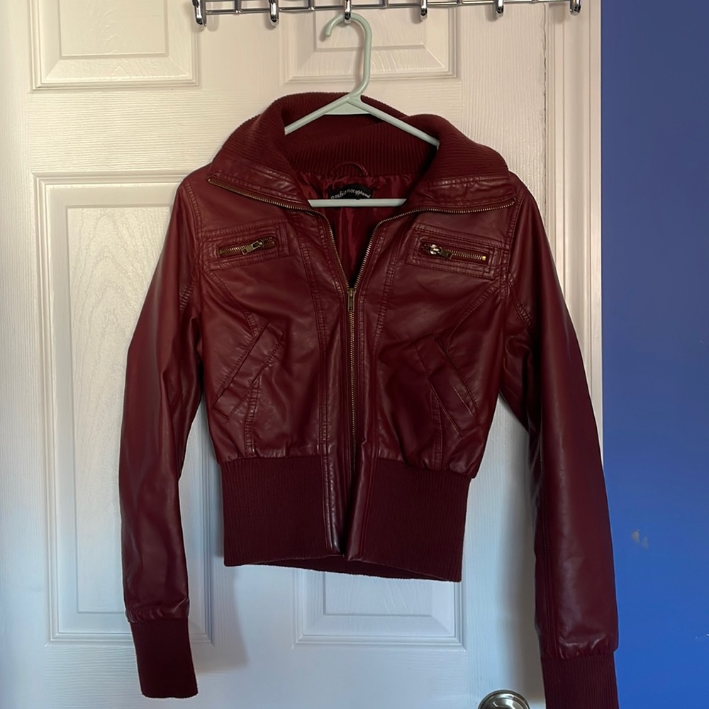 red Faux Leather Jacket